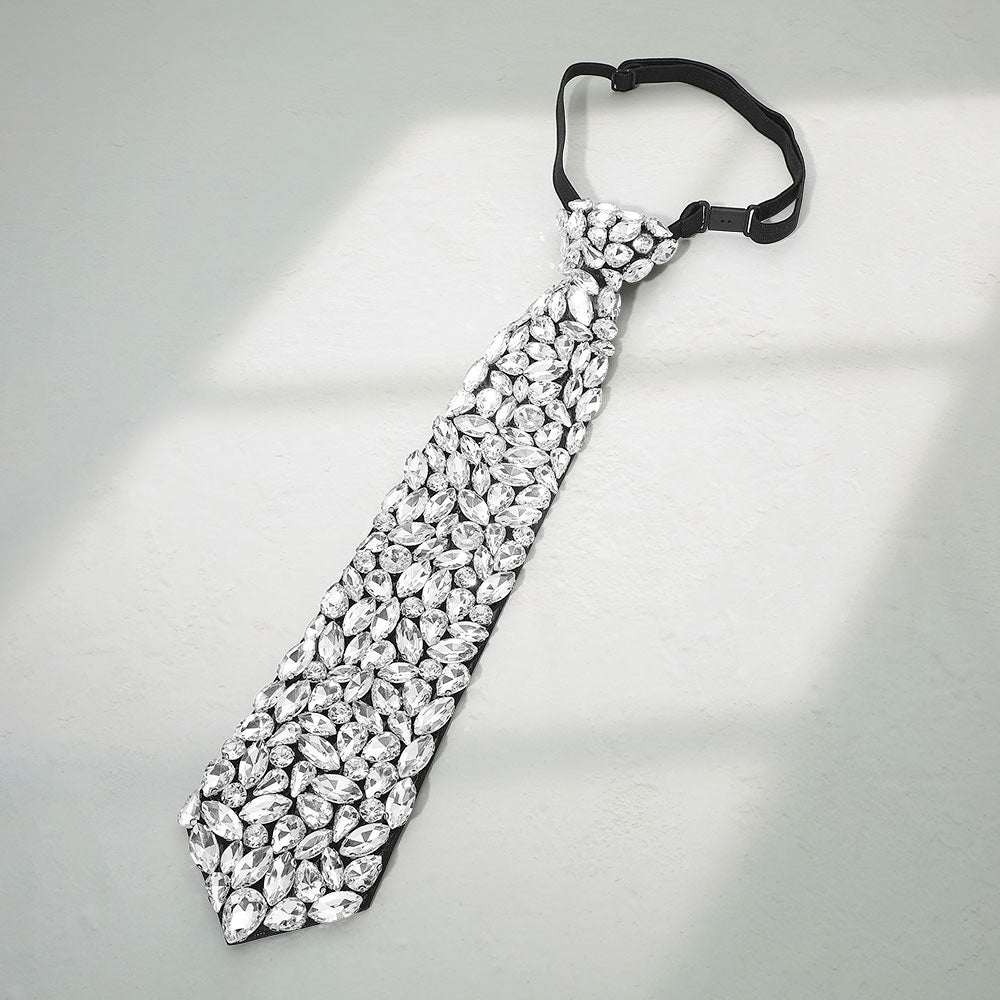 Marquise Teardrop Glass Stone Embellished Adjustable Tie Necklace M H W ACCESSORIES LLC Marquise Teardrop Glass Stone Embellished Adjustable Tie Necklace
