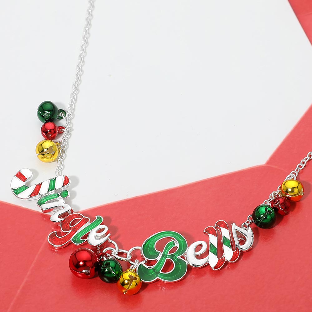 Jingle Bells Festive Christmas Charm Embellished Necklace M H W ACCESSORIES LLC Jingle Bells Festive Christmas Charm Embellished Necklace