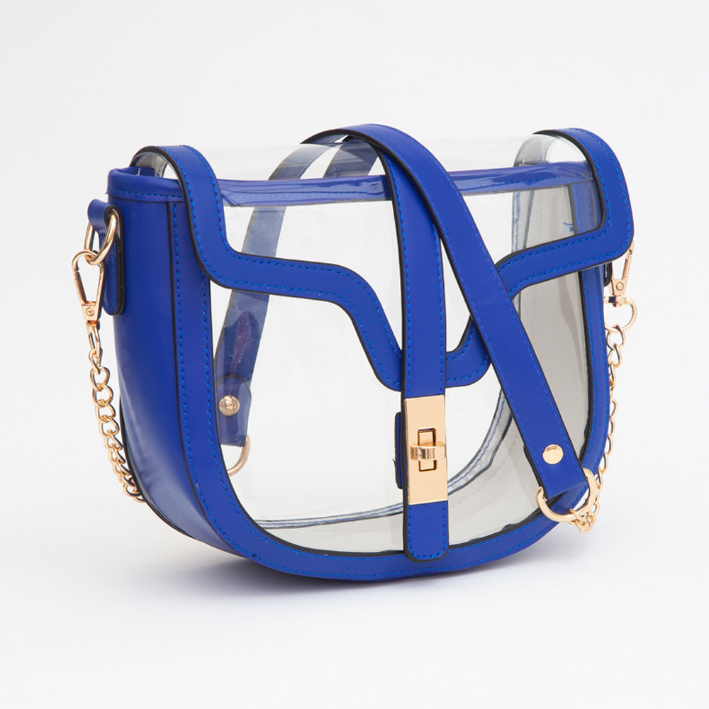 Blue Transparent Gameday Stadium Crossbody Handbag M H W ACCESSORIES LLC Blue Transparent Gameday Stadium Crossbody Handbag