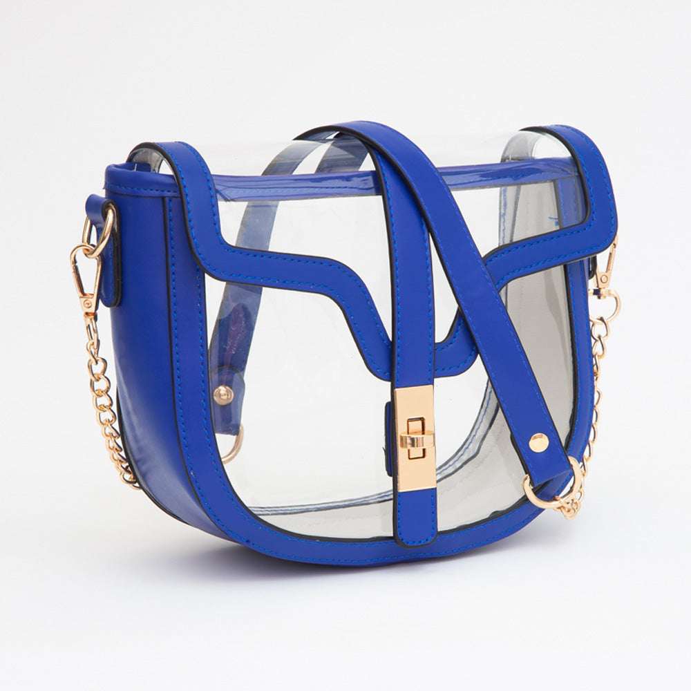 Blue Transparent Gameday Stadium Crossbody Handbag M H W ACCESSORIES LLC Blue Transparent Gameday Stadium Crossbody Handbag