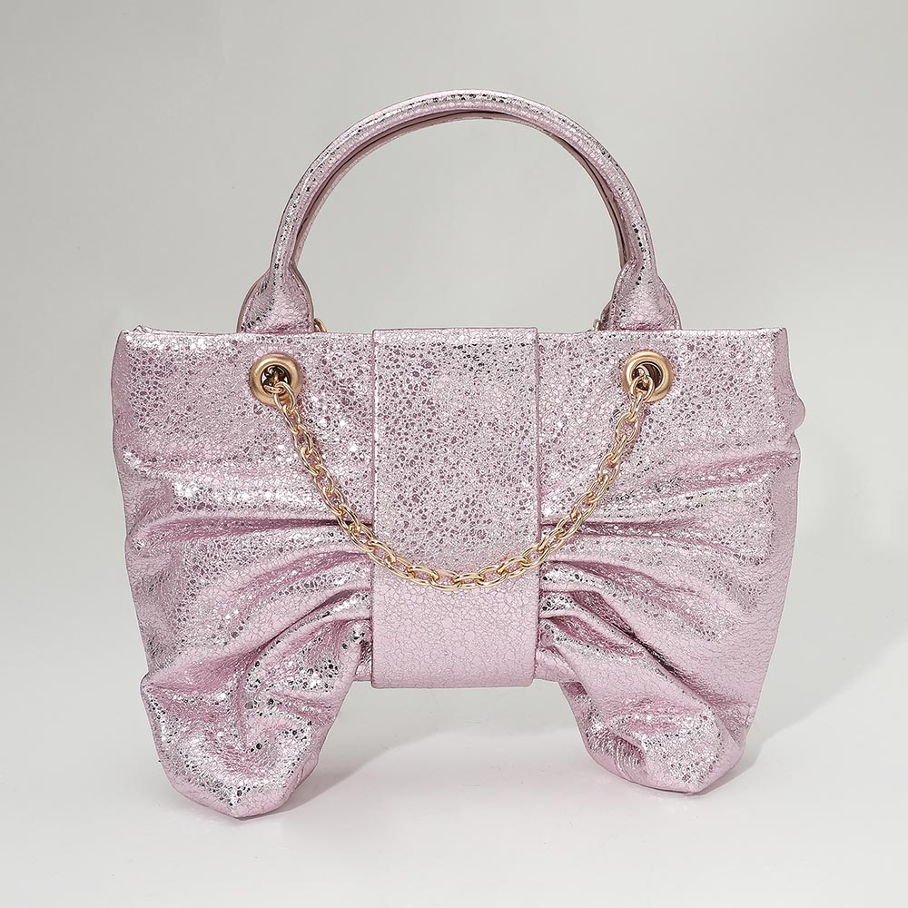 Sparkly Ruched Bow Accent Shoulder Crossbody Handbag M H W ACCESSORIES LLC Sparkly Ruched Bow Accent Shoulder Crossbody Handbag