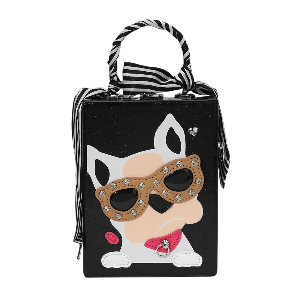 Pink Cute Dog Box Purse Crossbody Bag M H W ACCESSORIES LLC Pink Cute Dog Box Purse Crossbody Bag