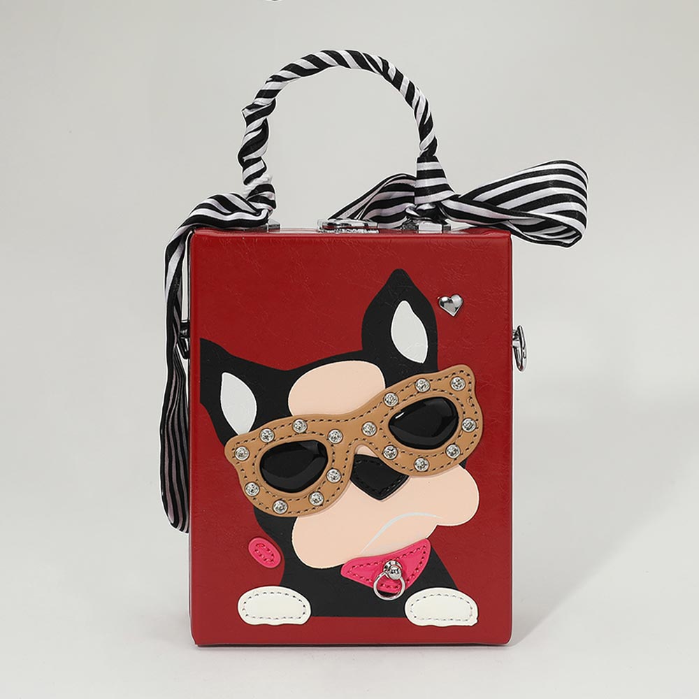 Red Cute Dog Box Purse Crossbody Bag M H W ACCESSORIES LLC Red Cute Dog Box Purse Crossbody Bag