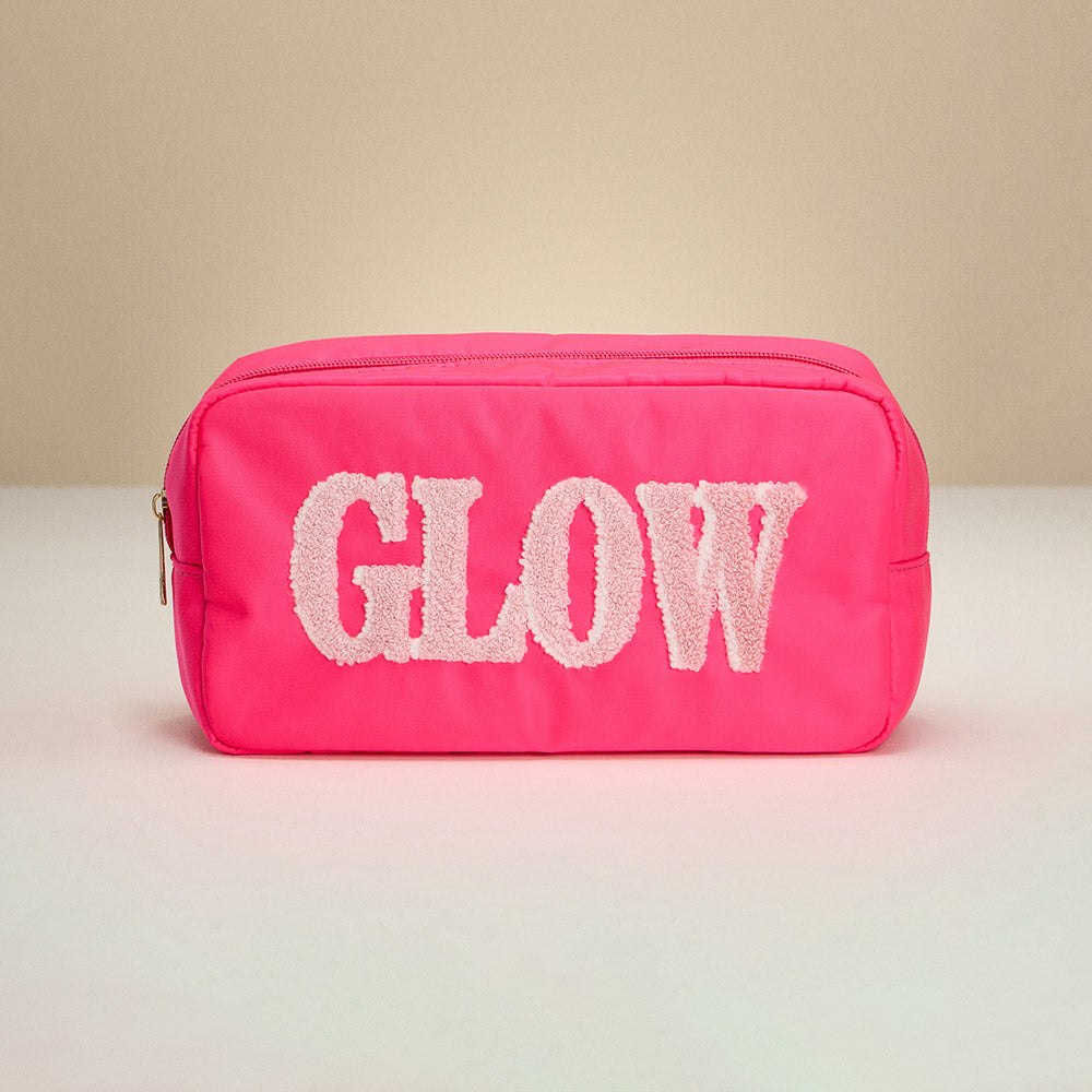 GLOW Message Patch Embroidered Pouch Bag / Organizer M H W ACCESSORIES LLC GLOW Message Patch Embroidered Pouch Bag / Organizer