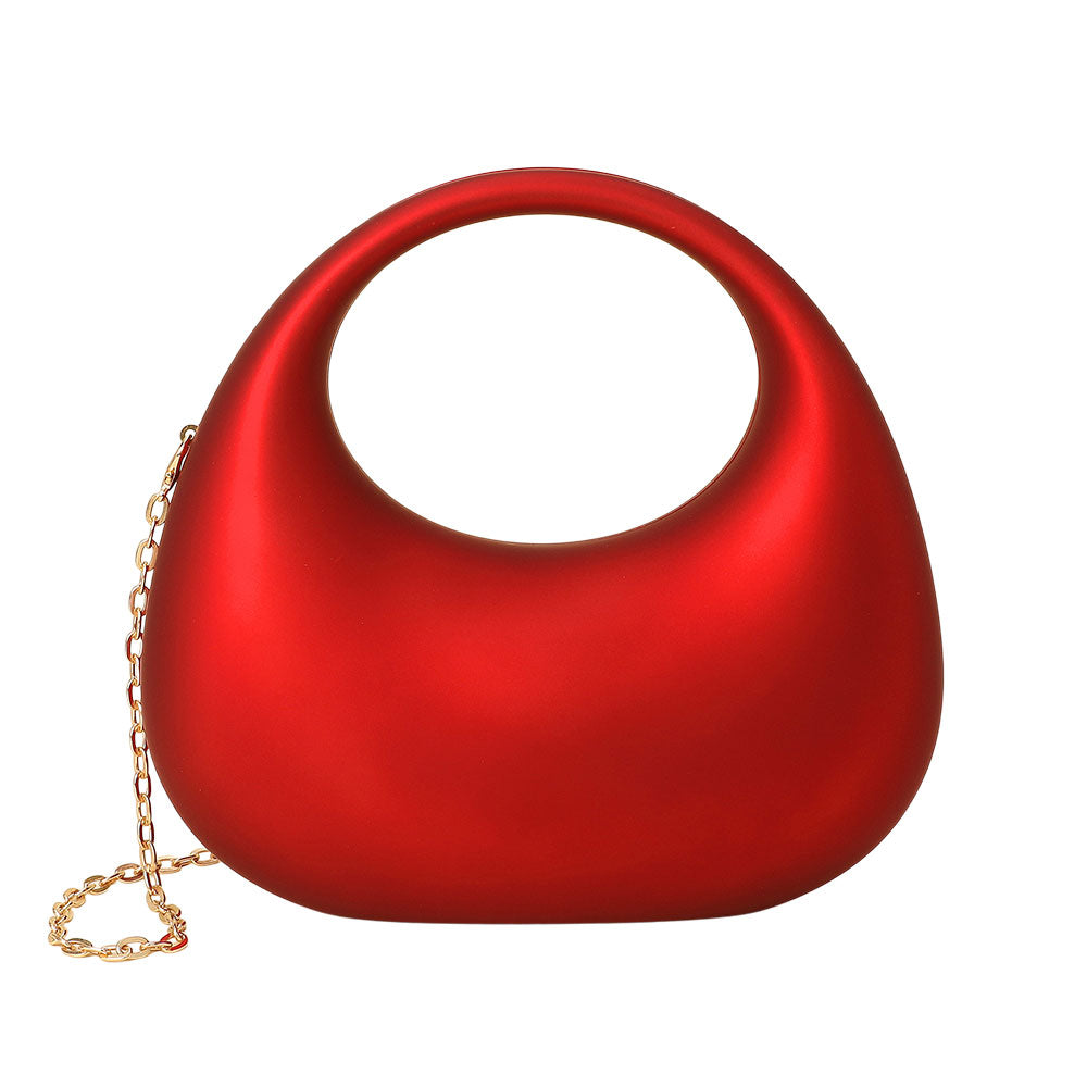 Red Matte Acrylic Crescent Handbag M H W ACCESSORIES LLC Red Matte Acrylic Crescent Handbag