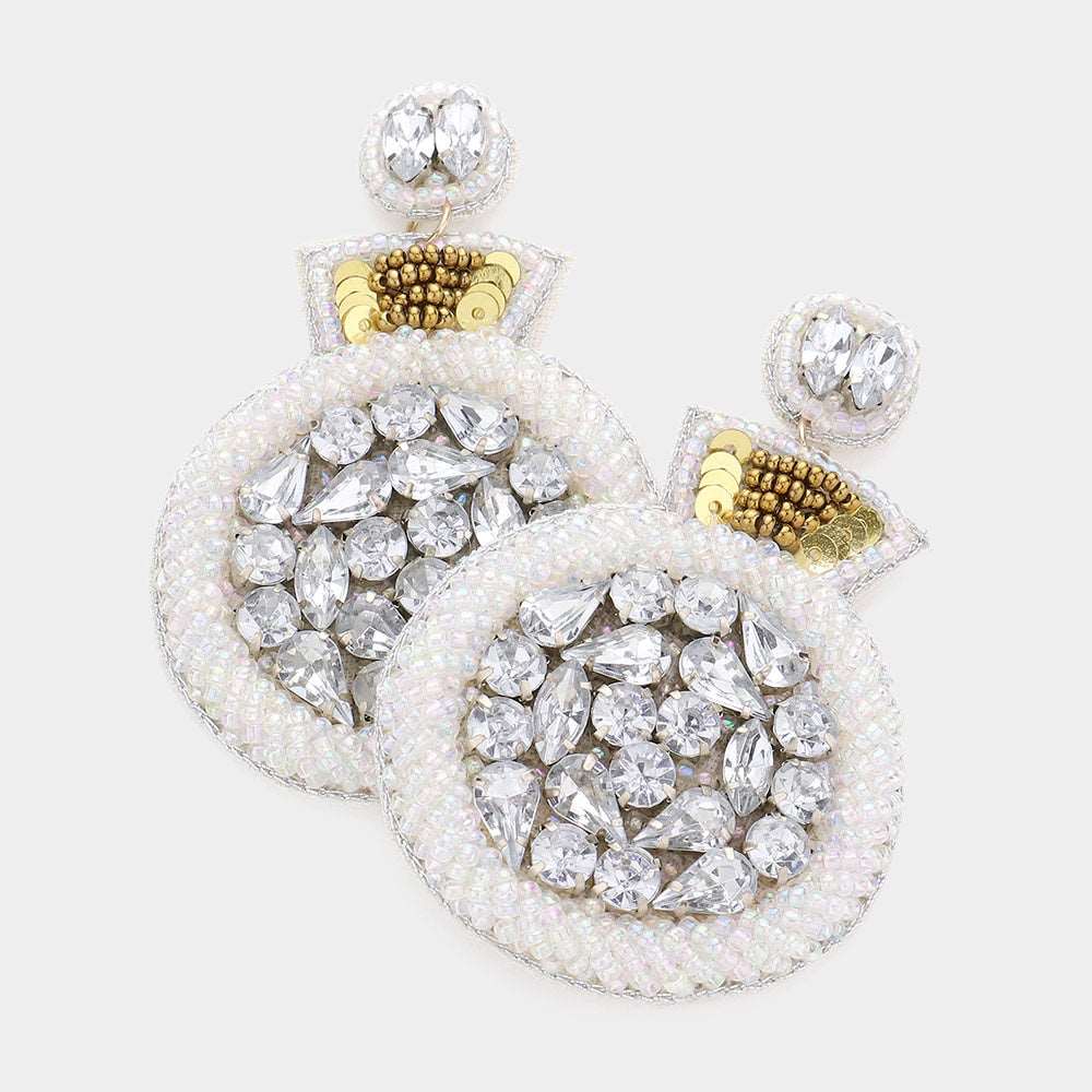 Glass Stone Embellished Beaded Bridal Dangle Earrings-M H W ACCESSORIES - M H W ACCESSORIES LLC