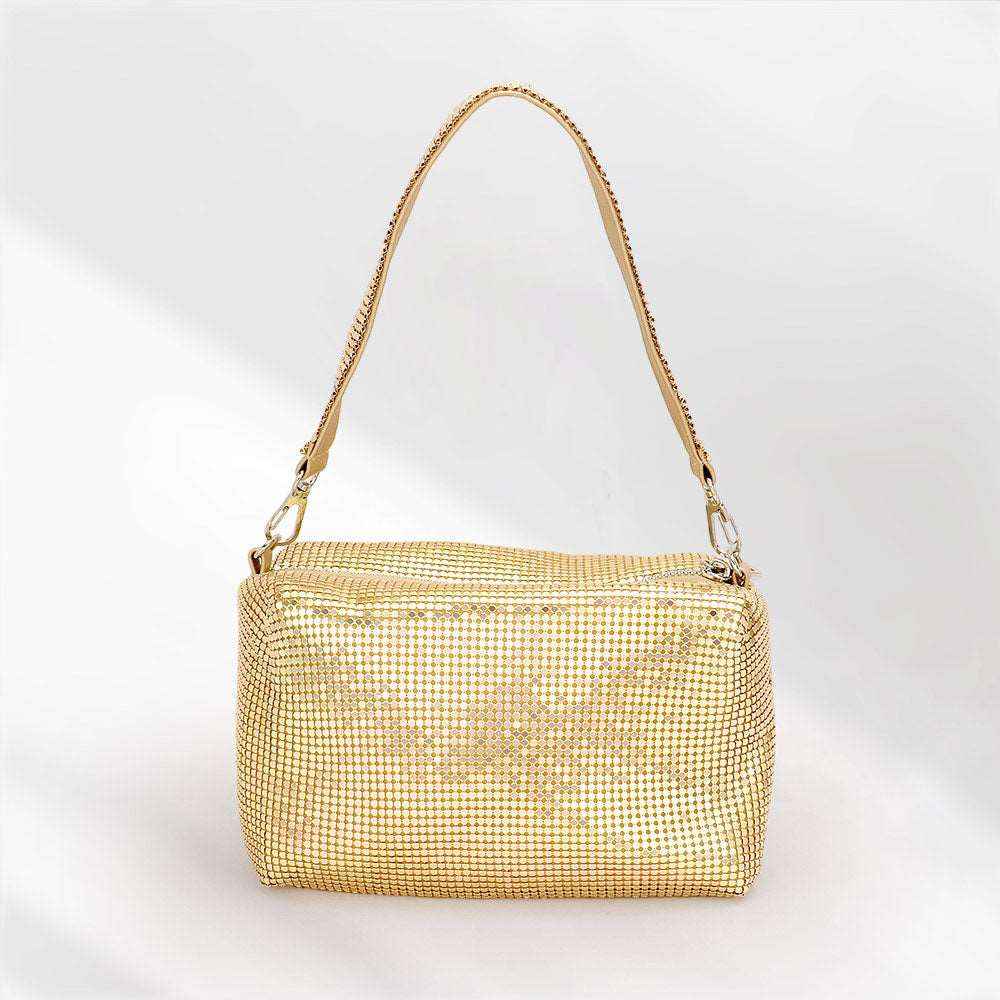 Gold Bling Rectangle Tote / Crossbody Bag