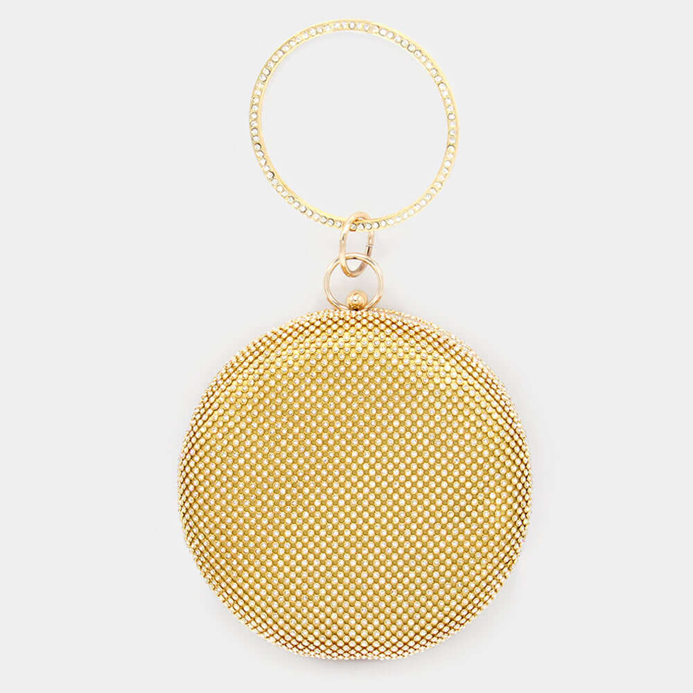Gold Bling Round Evening Tote / Crossbody Bag - M H W ACCESSORIES LLC