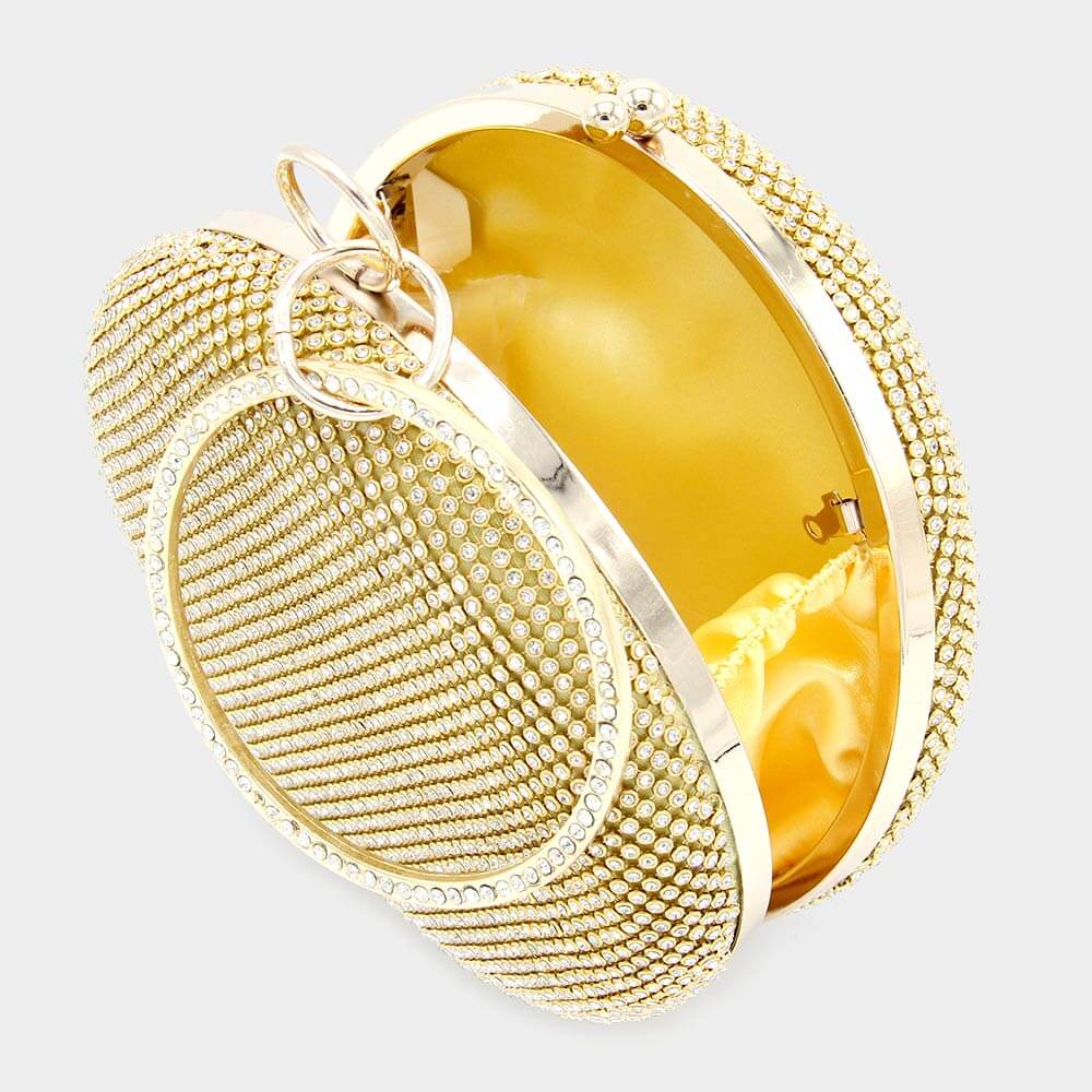 Gold Bling Round Evening Tote / Crossbody Bag - M H W ACCESSORIES LLC