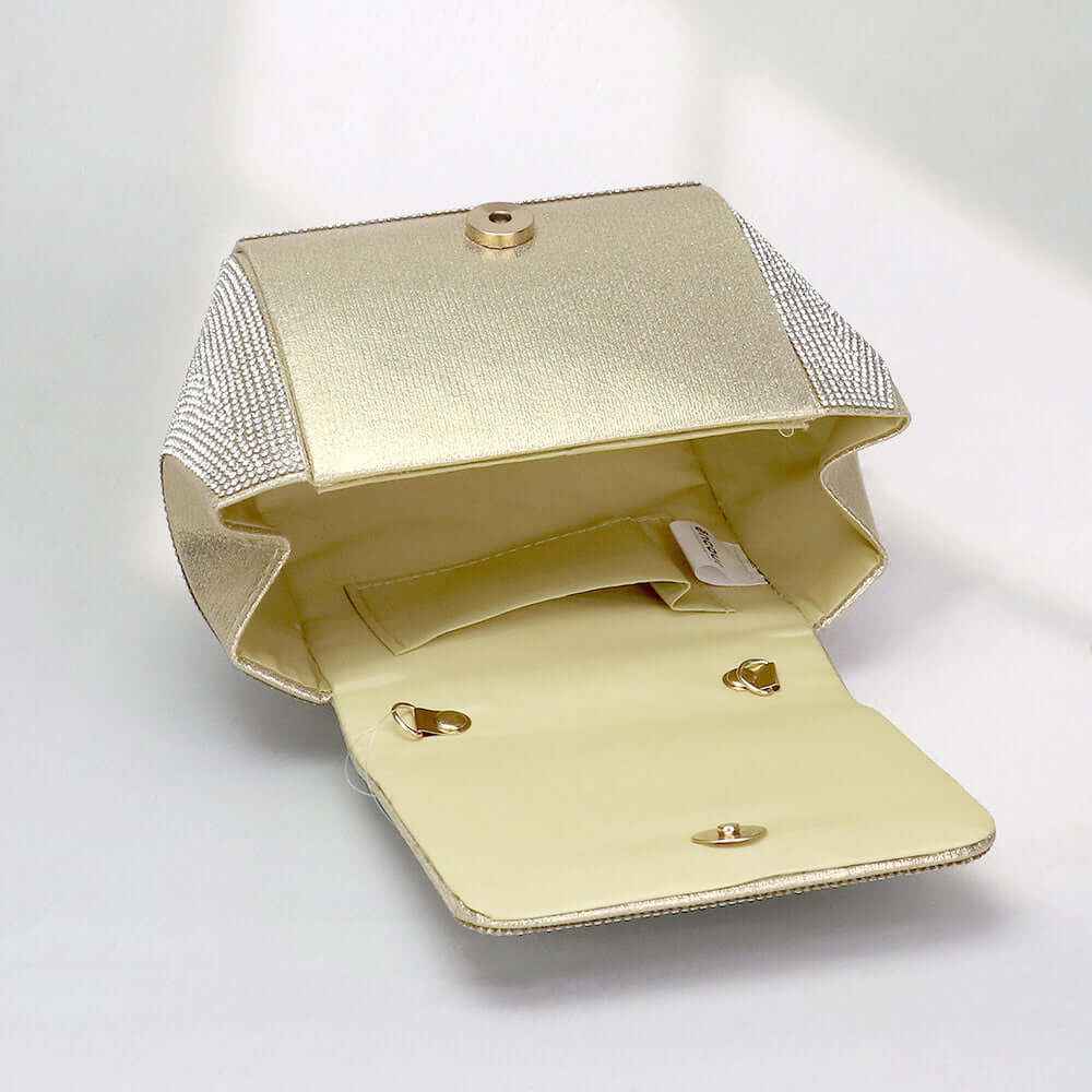 Gold Bling Studded Flap Evening Bag / Crossbody Bag