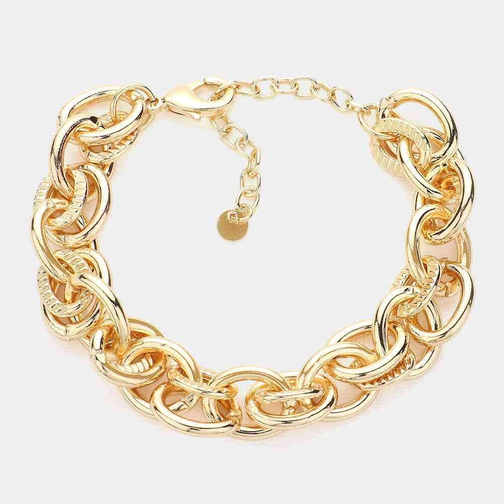 Gold Chunky Metal Multi Chain Bracelet