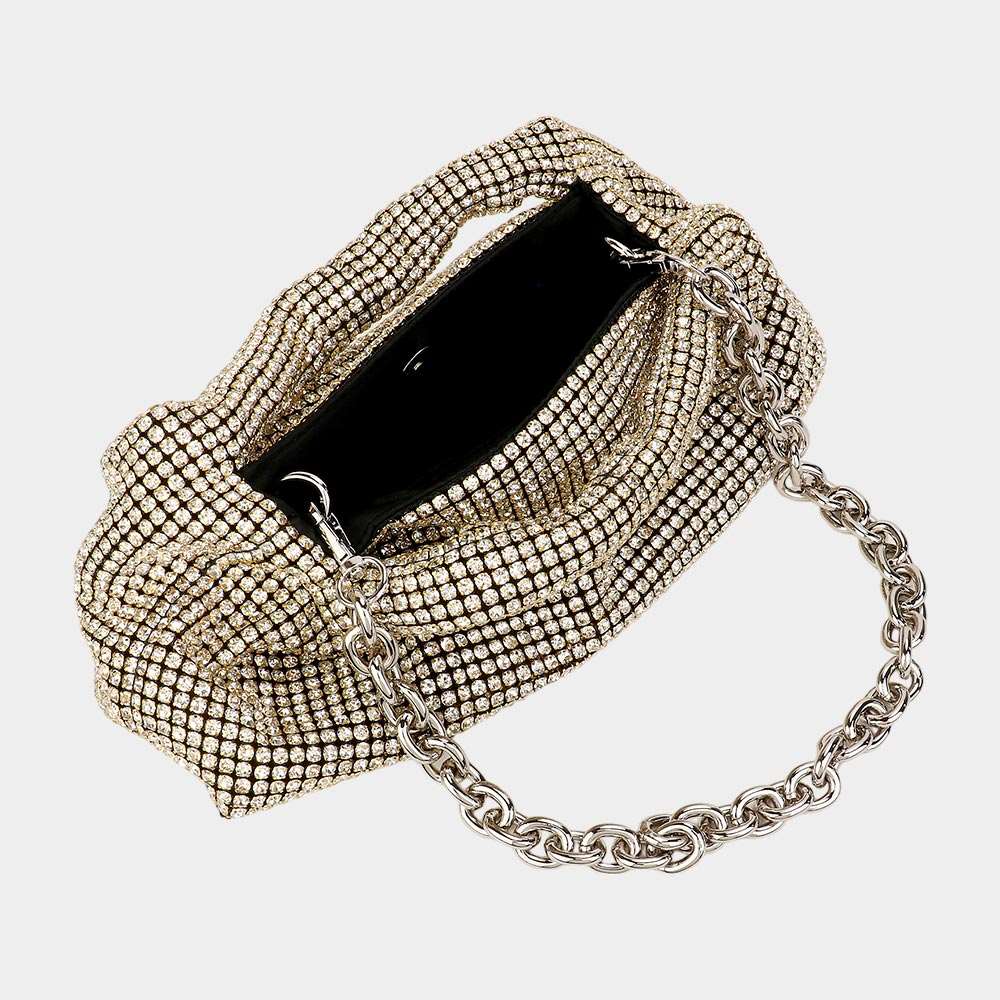 Gold Crossbody Bag Bling Rhinestone Studded Handbag - M H W ACCESSORIES LLC