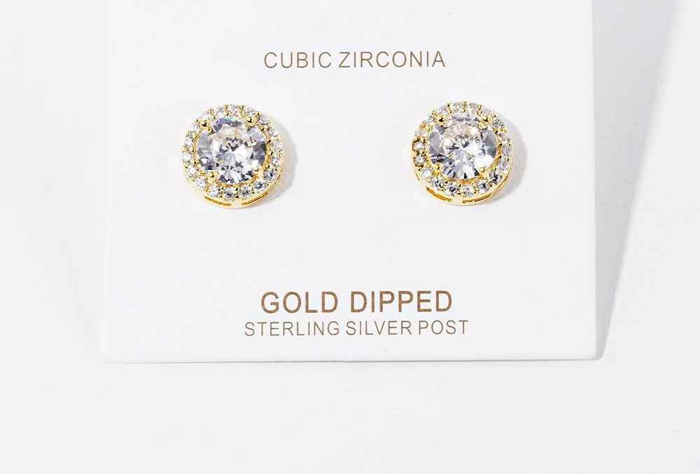 Gold Crystal Stud Earrings-M H W ACCESSORIES
