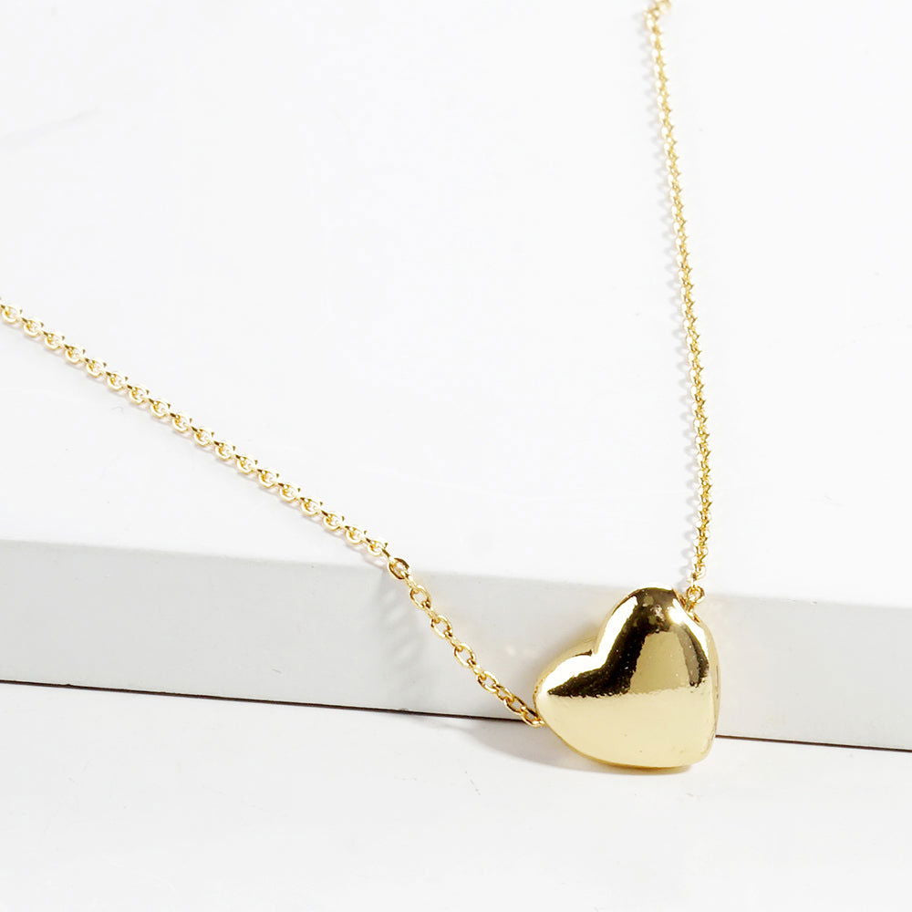 Gold Dipped Metal Heart Pendant Necklace-M H W ACCESSORIES - M H W ACCESSORIES LLC