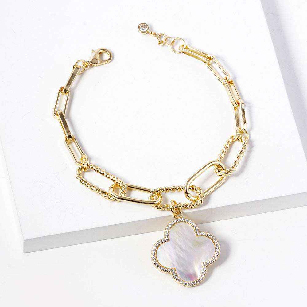 Gold Dipped Quatrefoil Charm Bracelet-M H W ACCESSORIES
