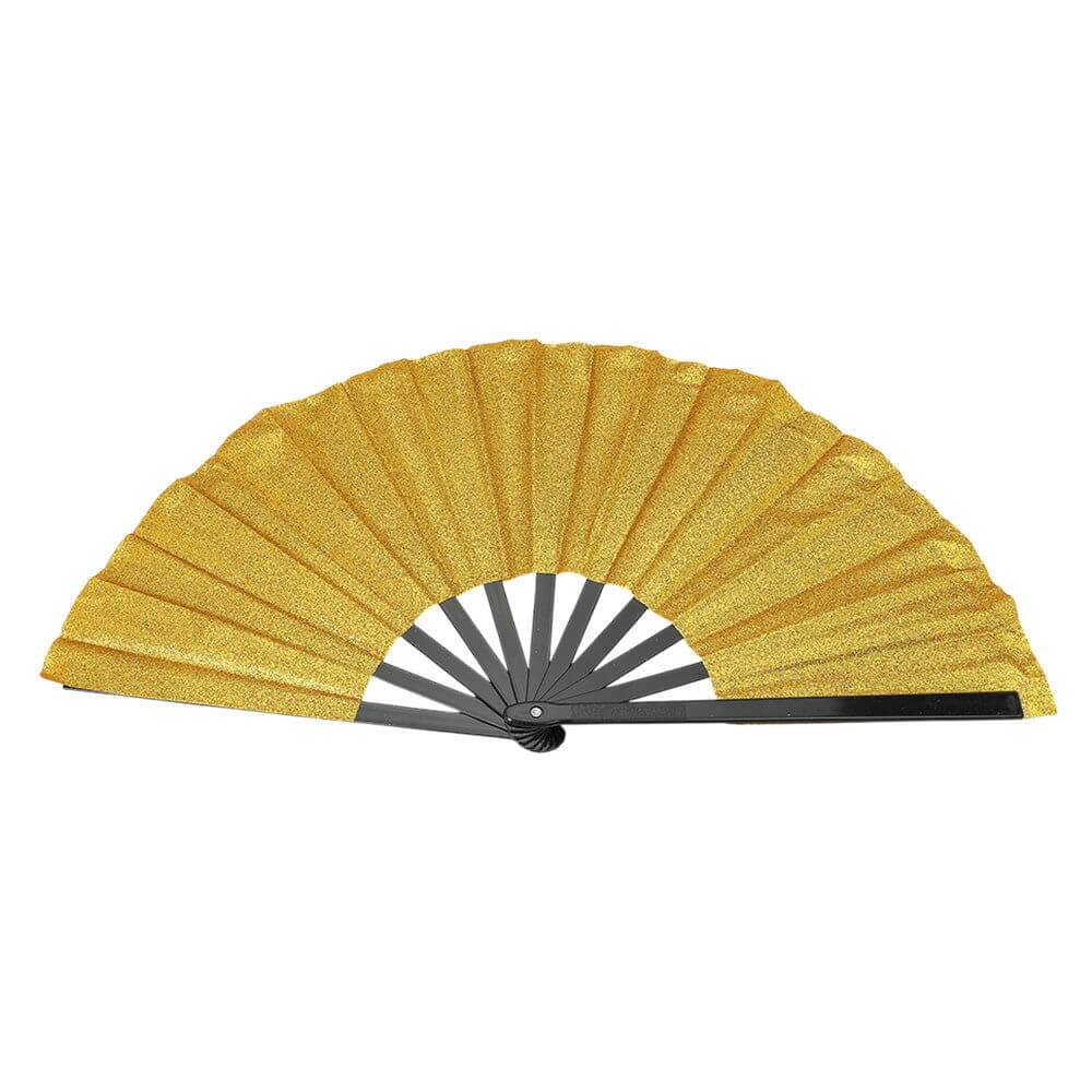 Gold Glittered Folding Line Dance Hand Fan - M H W ACCESSORIES LLC