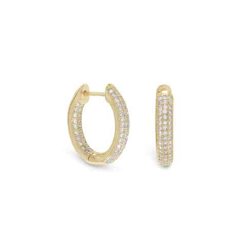 Gold Plated Sterling Silver Inside Out Cubic Zirconia Hoop Earrings