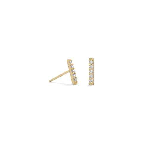 Gold Plated Sterling Silver Mini Cubic Zirconia Stud Earrings for Women