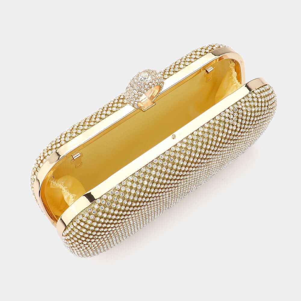 Gold Stone Embellished Evening Clutch / Crossbody Bag