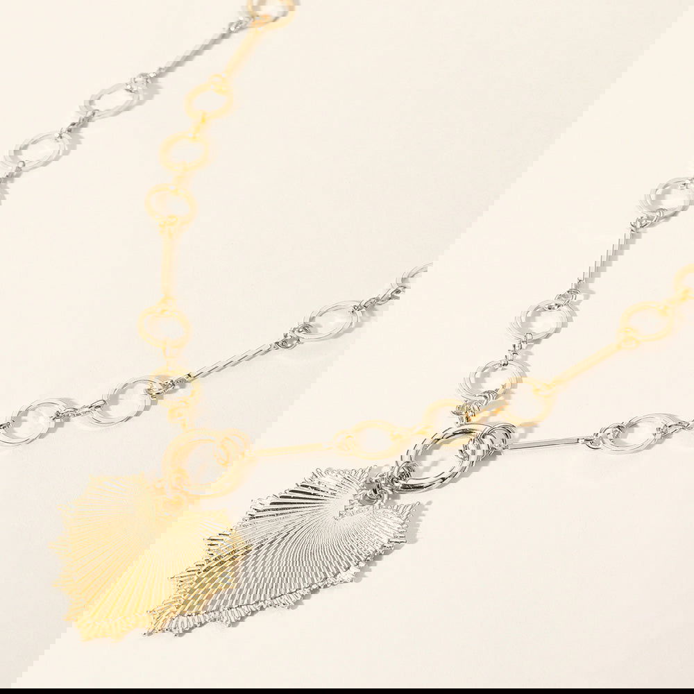 Gold Textured Metal Heart Pendant Necklace - M H W ACCESSORIES LLC