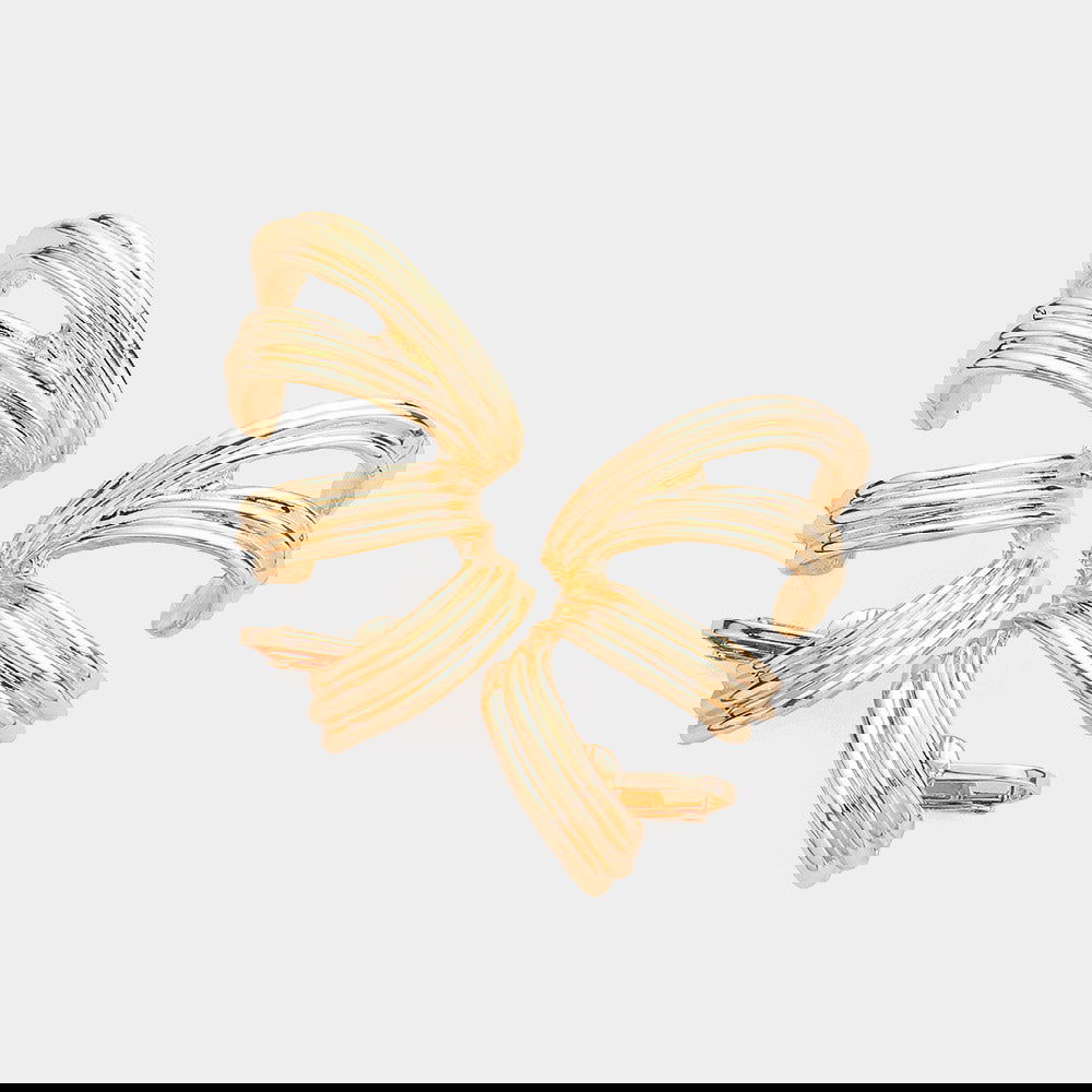 Gold Textured Metal Split Ear Cuffs-M H W ACCESSORIES - M H W ACCESSORIES LLC