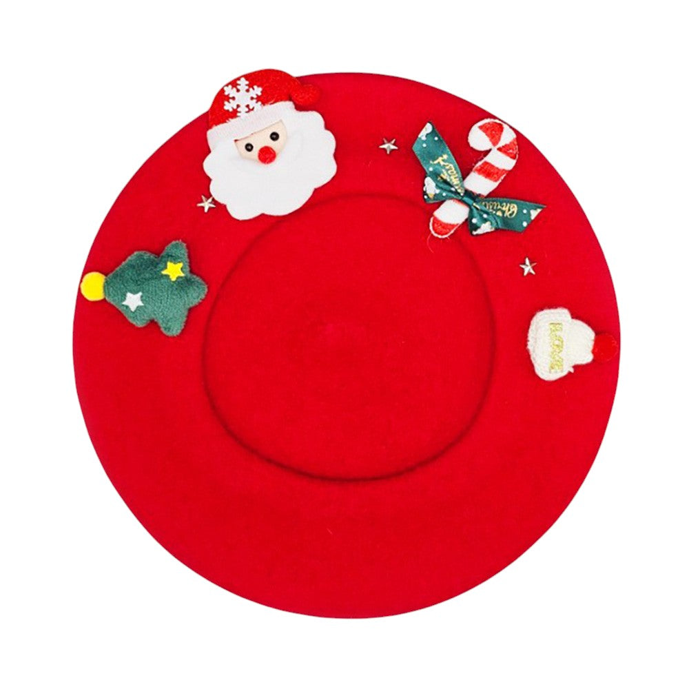 Christmas Decoration Red Fuzzy Beret Hat