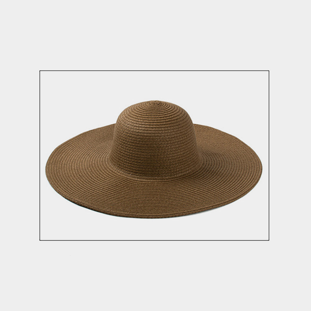 Women's  Brown Solid Straw Sun Hat - M H W ACCESSORIES LLC