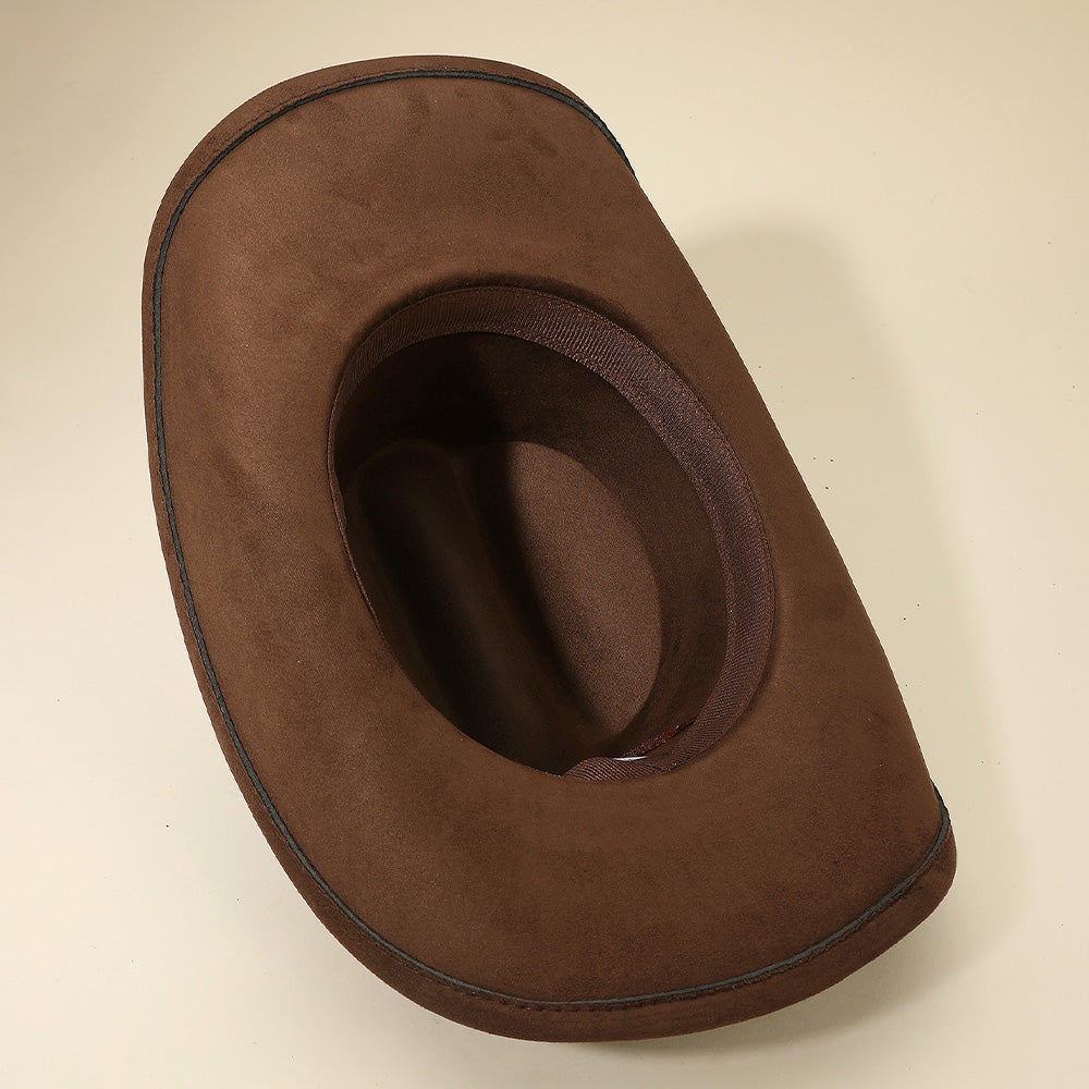 Quatrefoil Brown Link Chain Band Accent Plain Western Cowboy Fedora Hat M H W ACCESSORIES LLC Quatrefoil Brown Link Chain Band Accent Plain Western Cowboy Fedora Hat
