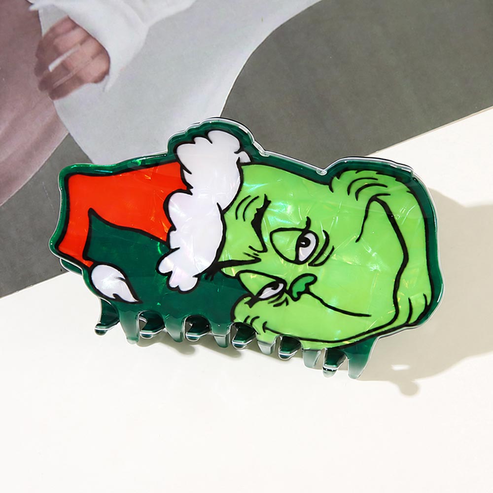 Christmas Santa Holiday Festive Green Grinch Hair Claw Clip M H W ACCESSORIES LLC Christmas Santa Holiday Festive Green Grinch Hair Claw Clip