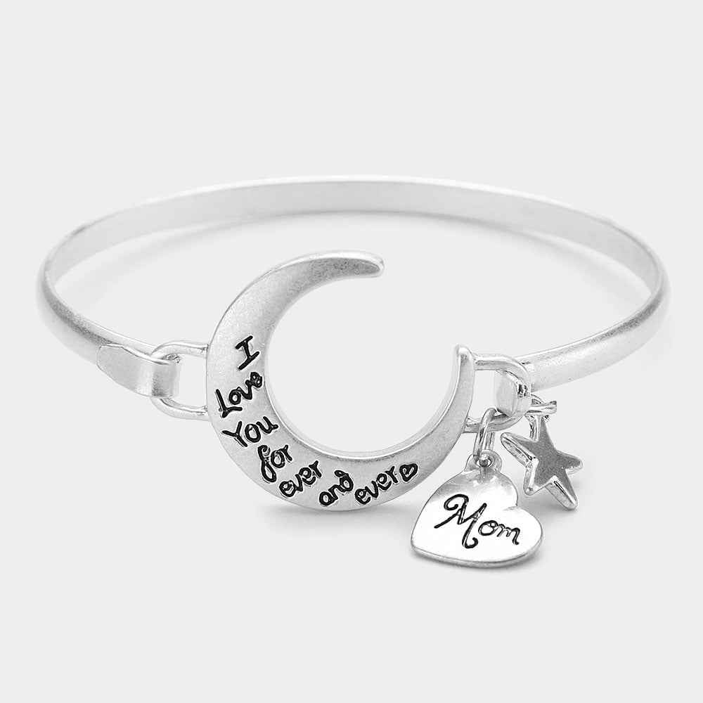 I Love You forever and ever Crescent Moon Hook Bracelet for Mom-