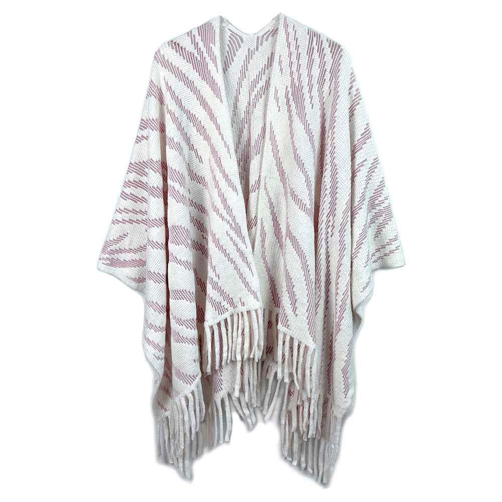 Ivory Zebra Print Crochet Poncho