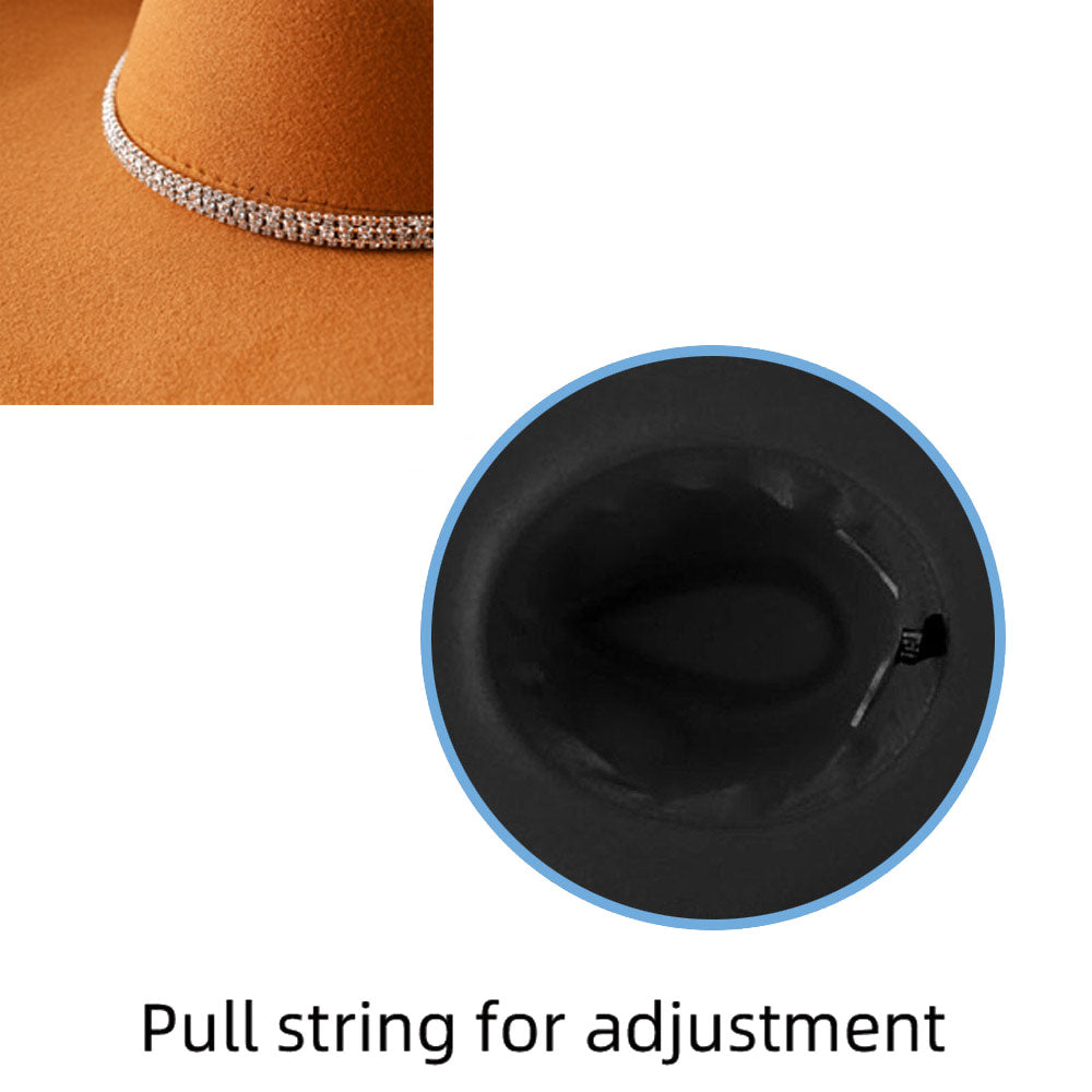 Khaki Rhinestone Embellished Band Pointed Rhinestone Stone Paved Fringe Around Cowboy Western Hat - M H W ACCESSORIES LLC