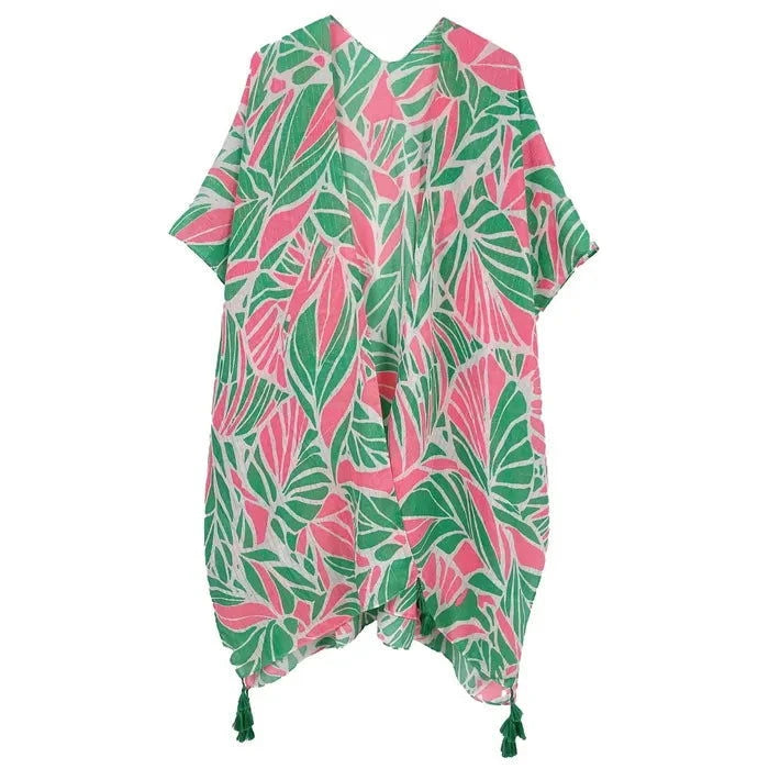 Kimono Lurex Tropical Pink Orange and Green - M H W ACCESSORIES LLC