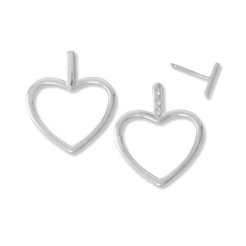 Large Polished Heart Outline Front/Back Earrings - M H W ACCESSORIES LLC