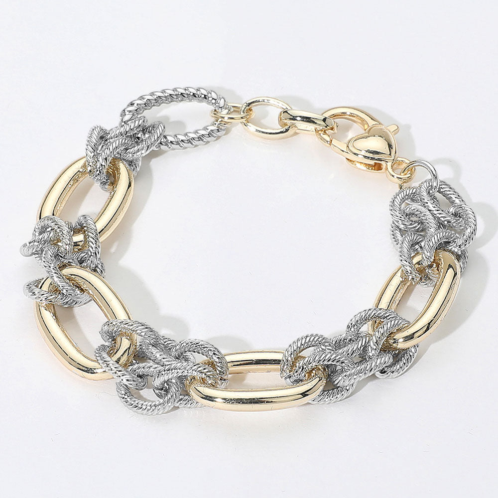 Women's 14K Gold Plated Two Tone Chain Bracelet