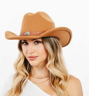 Tan Oval Coin Belt Western Cowboy Hat