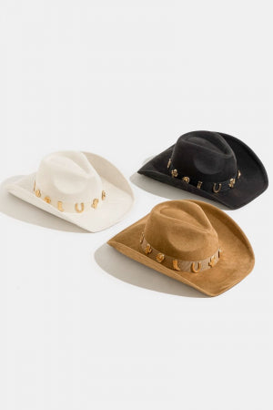 Western Cactus Horseshoe Boots Decor Brown Cowboy Hat