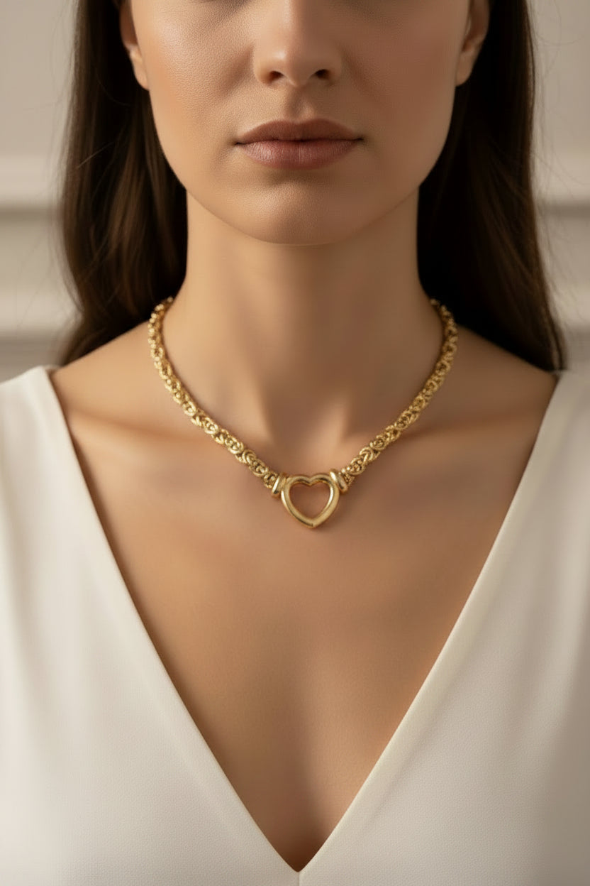 14K Gold Plated Open Heart Link Chain Necklace (Copy)