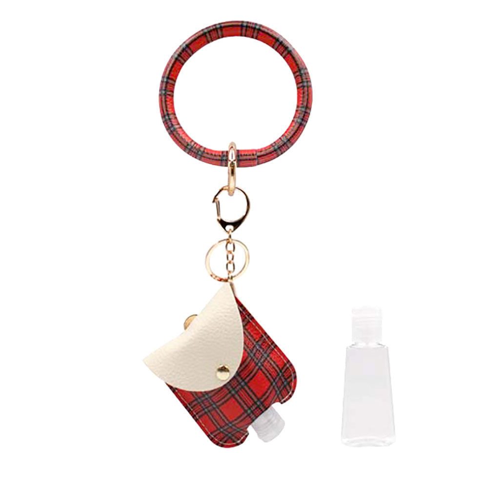Santa Claus Faux Leather Case with Empty Hand Sanitizer Bottle Set Keychain M H W ACCESSORIES LLC Santa Claus Faux Leather Case with Empty Hand Sanitizer Bottle Set Keychain