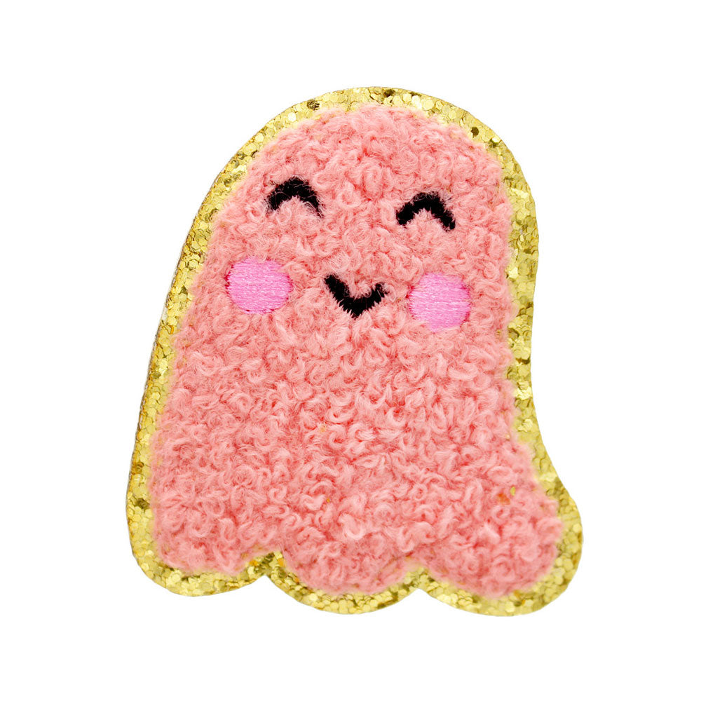 Halloween Pink Ghost Iron On Patch M H W ACCESSORIES LLC Halloween Pink Ghost Iron On Patch