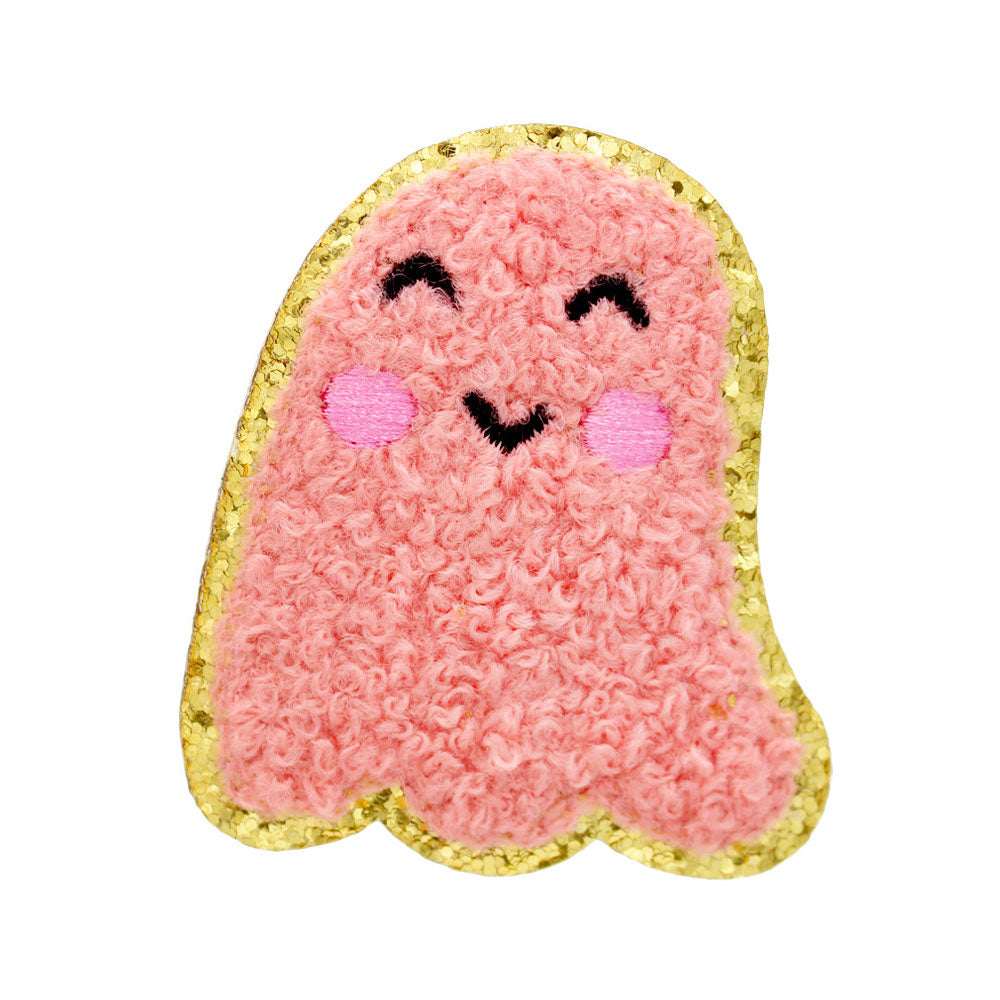 Halloween Pink Ghost Iron On Patch M H W ACCESSORIES LLC Halloween Pink Ghost Iron On Patch