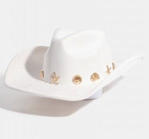 Metallic Sea Life Charms IVORY Western Cowboy Hat - M H W ACCESSORIES LLC