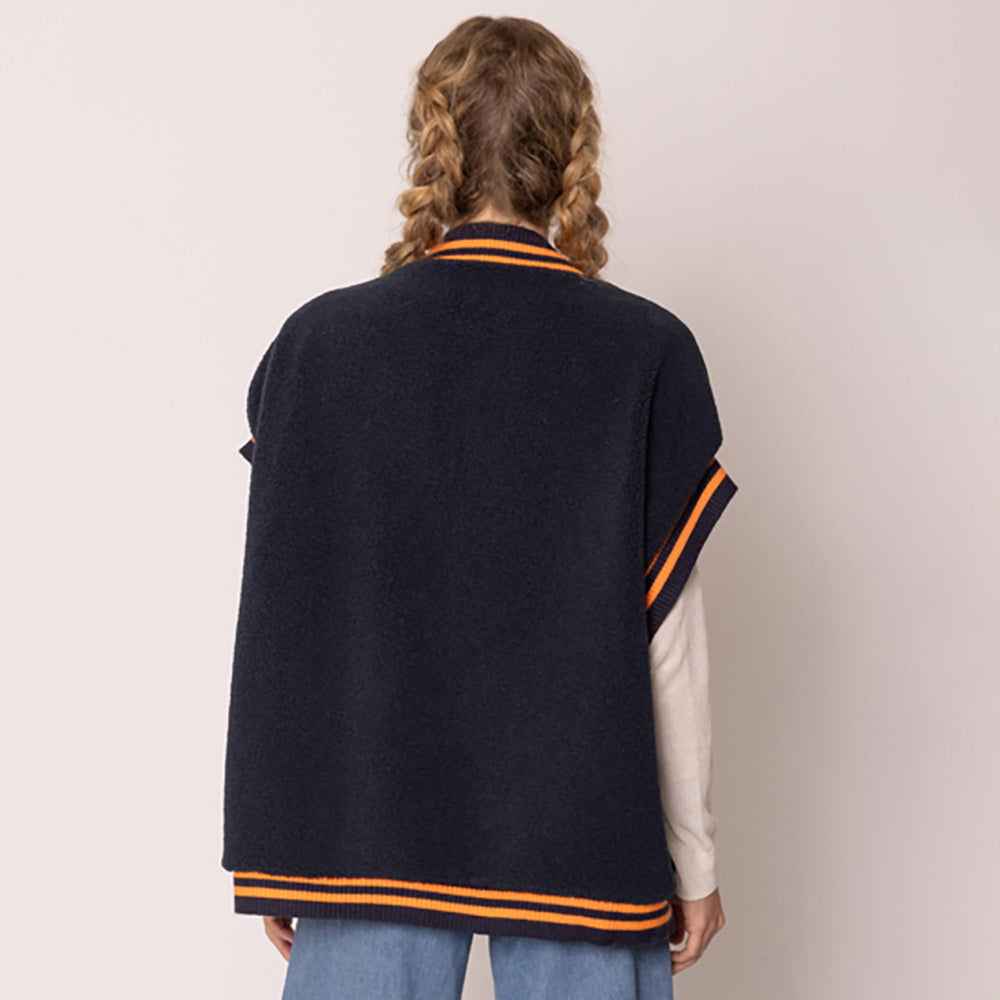 Navy & Orange College Game Day Sherpa Vest