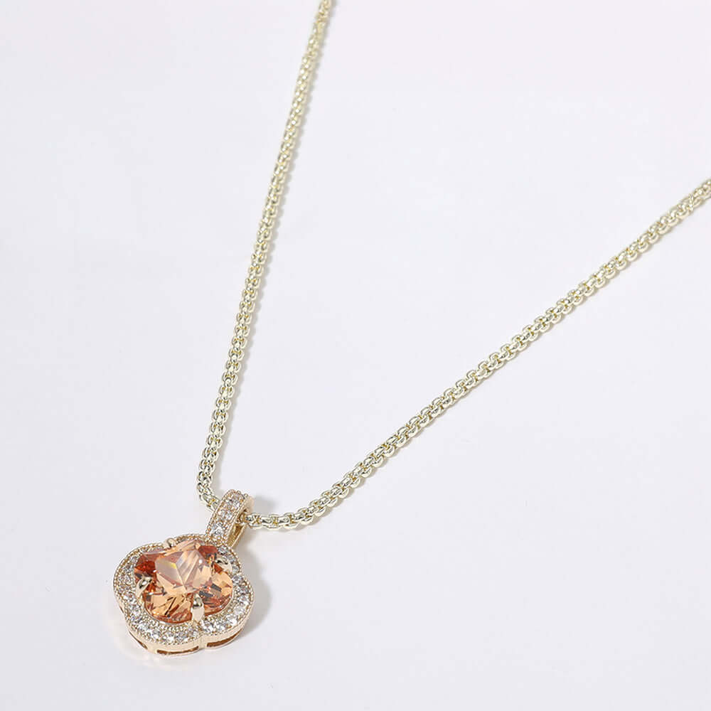 14K Gold CZ Champagne Pendant Necklace