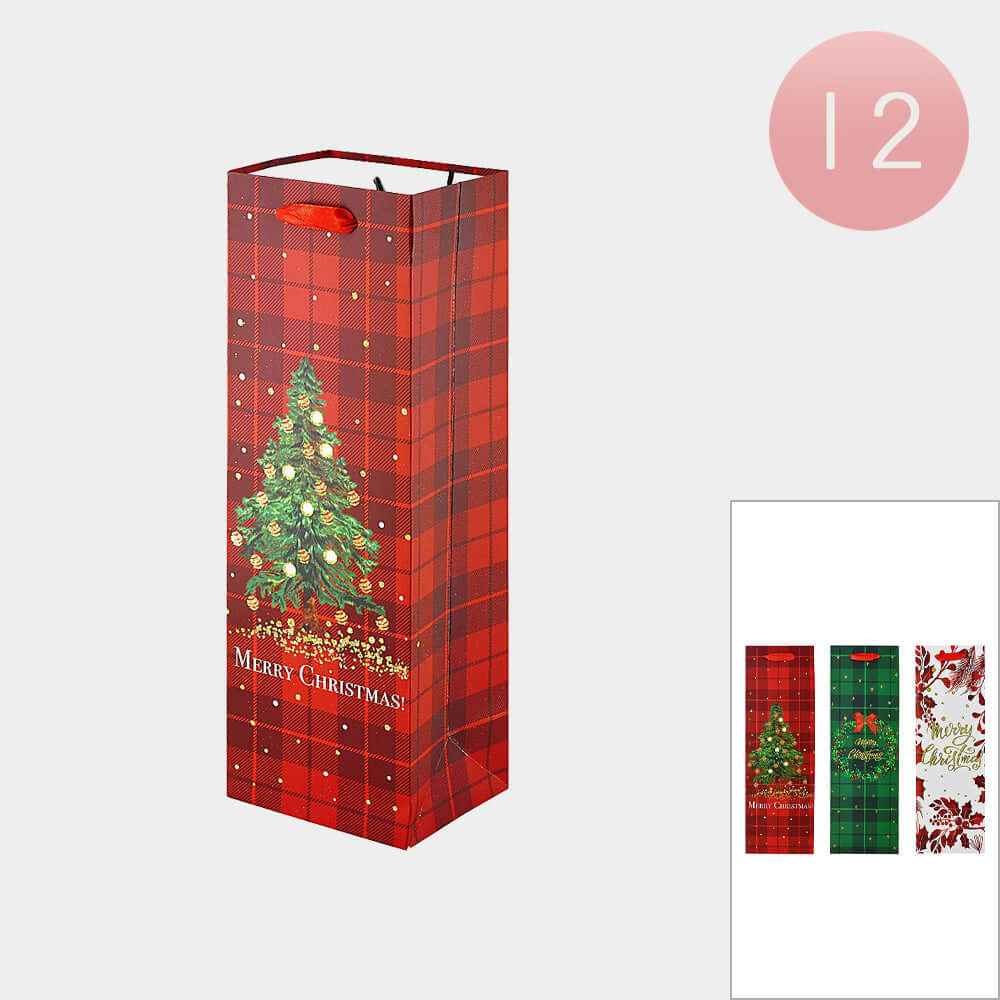 12PCS - Merry Christmas Wine Bottle Gift Bags
