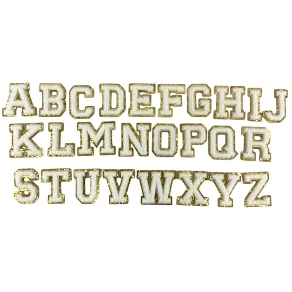 26PCS White & Gold Iron On Patch Decorative Monogram Applique Patch M H W ACCESSORIES LLC