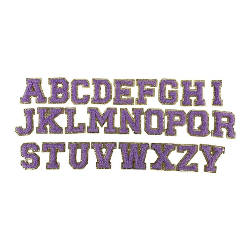 26PCS -Purple & Gold Iron On Decorative Monogram Applique Patch
