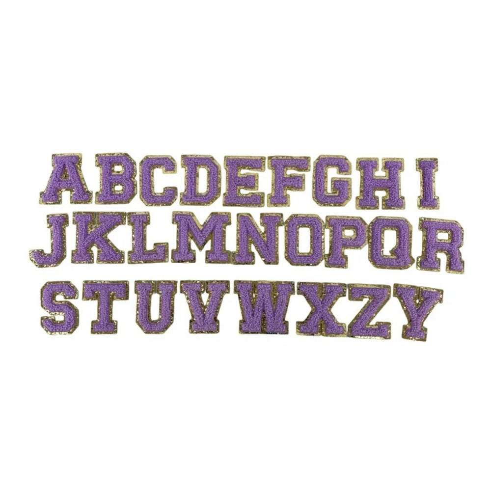 26PCS -Purple & Gold Iron On Patch Decorative Monogram Applique Patch M H W ACCESSORIES LLC 26PCS -Purple & Gold Iron On Patch Decorative Monogram Applique Patch