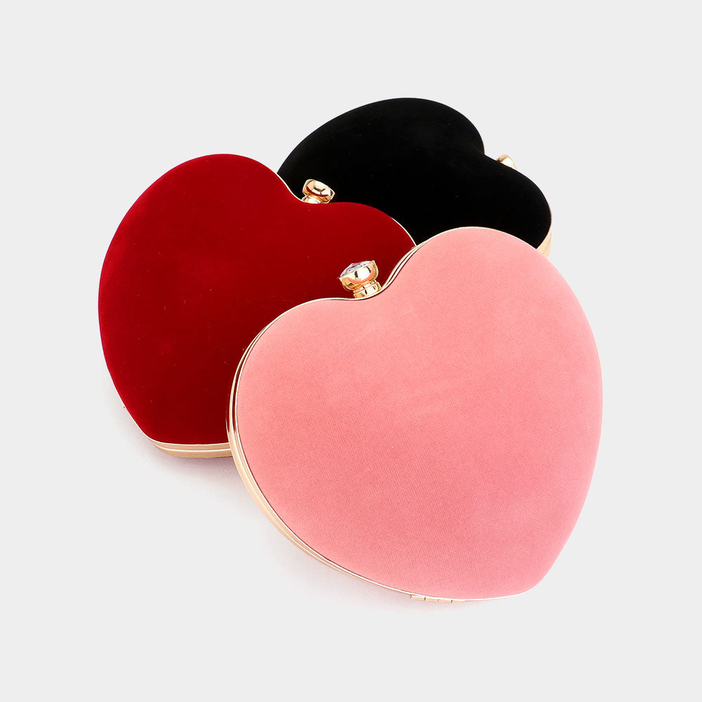 Pink Bling Heart Fold Clutch / Evening Bag / Crossbody Bag - M H W ACCESSORIES LLC