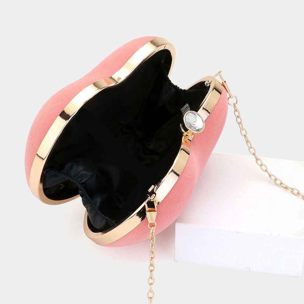 Pink Bling Heart Fold Clutch / Evening Bag / Crossbody Bag